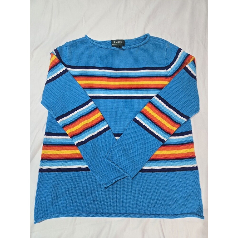 VTG Lauren Ralph Lauren Roll Neck Sweater Women’s M Multicolor Striped BOHO
